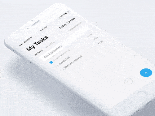 An image of the Follow up app concept, top mobile interaction design of November 2017