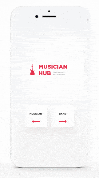 An image of the app concept Musician Hub, top mobile interaction design of November 2017