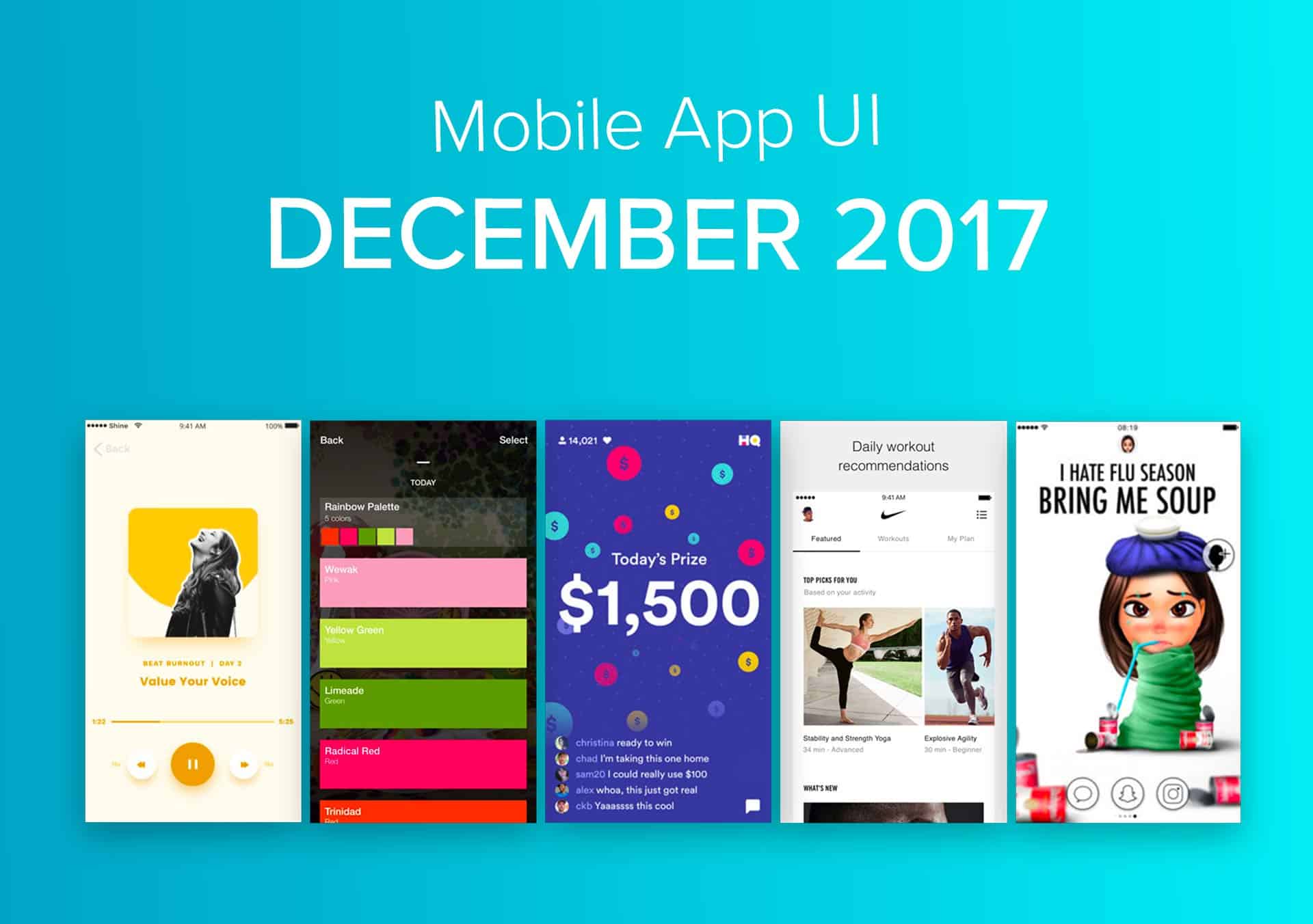 Top 10 Mobile App UI of December 2017