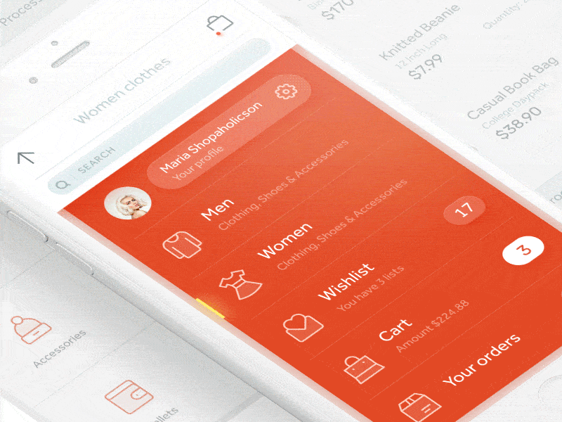 An image of the app concept Accordion Animation, best mobile interaction design of 2017