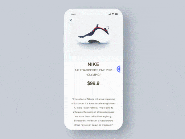 An image of the app concept Add to Cart Interaction, top mobile interaction design of January 2018