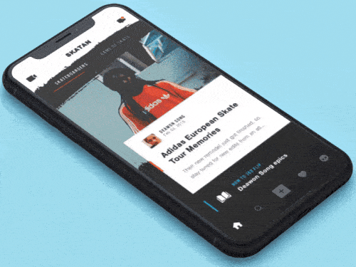 An image of the Skateboarding App Concept, top mobile interaction design of February 2018