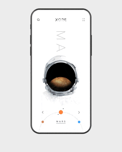 An image of the app concept xore, top mobile interaction design of February 2018