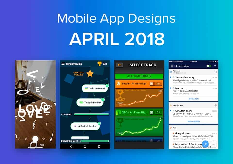 Top 5 Mobile App Designs of April 2018