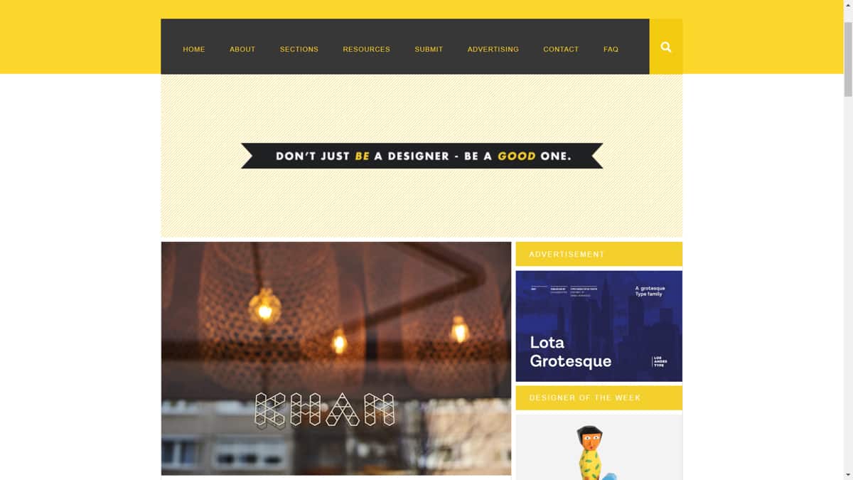 A screenshot of The Design Blog’s homepage.