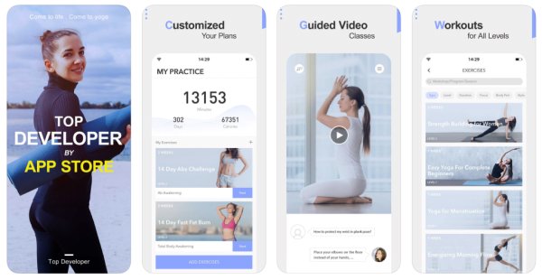 A photo of Daily Yoga, Top 5 Mobile App Designs of September 2019