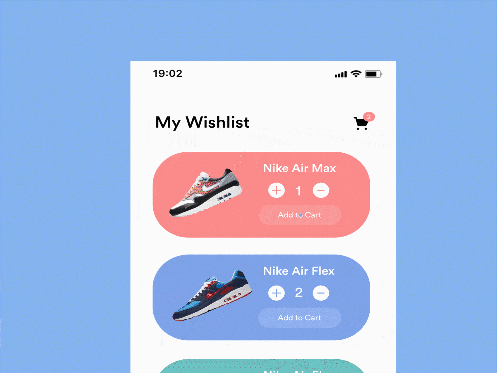  An image of the Wishlist Animation app concept, top mobile interaction design of November 2020